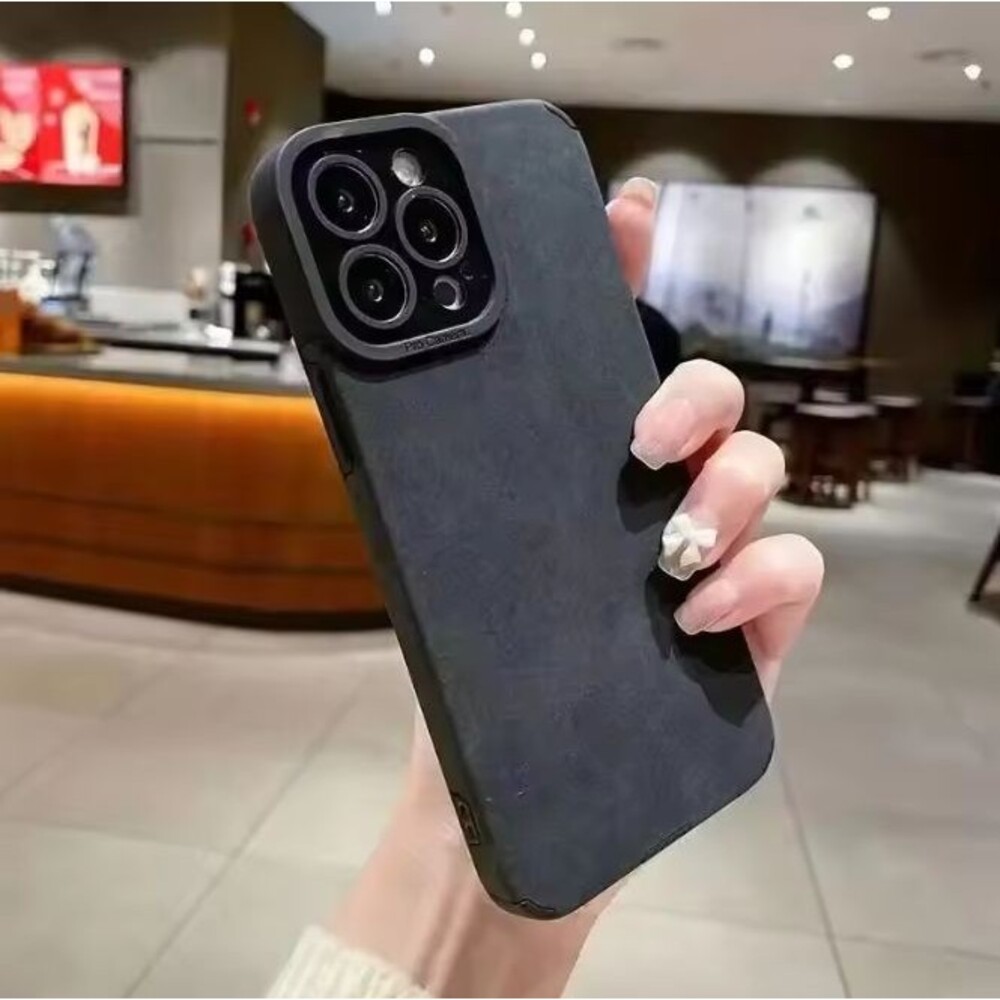 Matte Leather Silicone Phone Case for Iphone 14 Pro Max - Black
